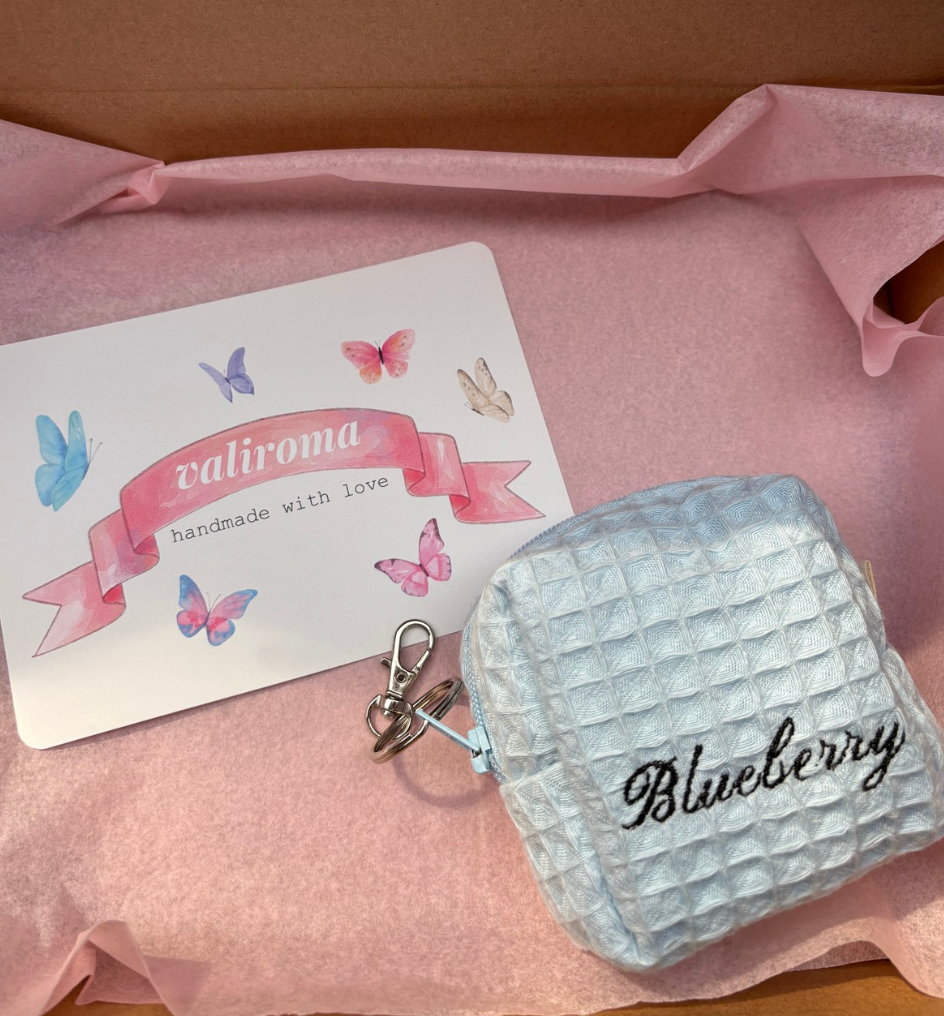 Blueberry Personalised Micro Keychain Pouch